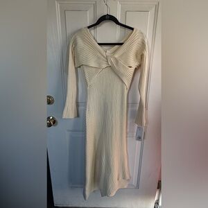 NWT FRAY I.D Ribbed Knit Dress Ivory SIZE (Fits S/M)